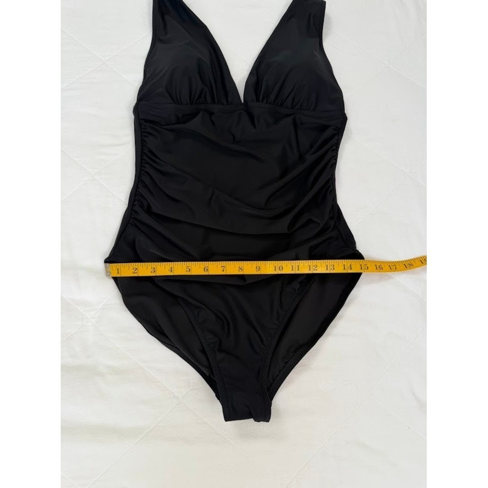 J.Crew Ruched V-Neck One-Piece Swimsuit Black NWT Womens Large - Picture 5 of 8
